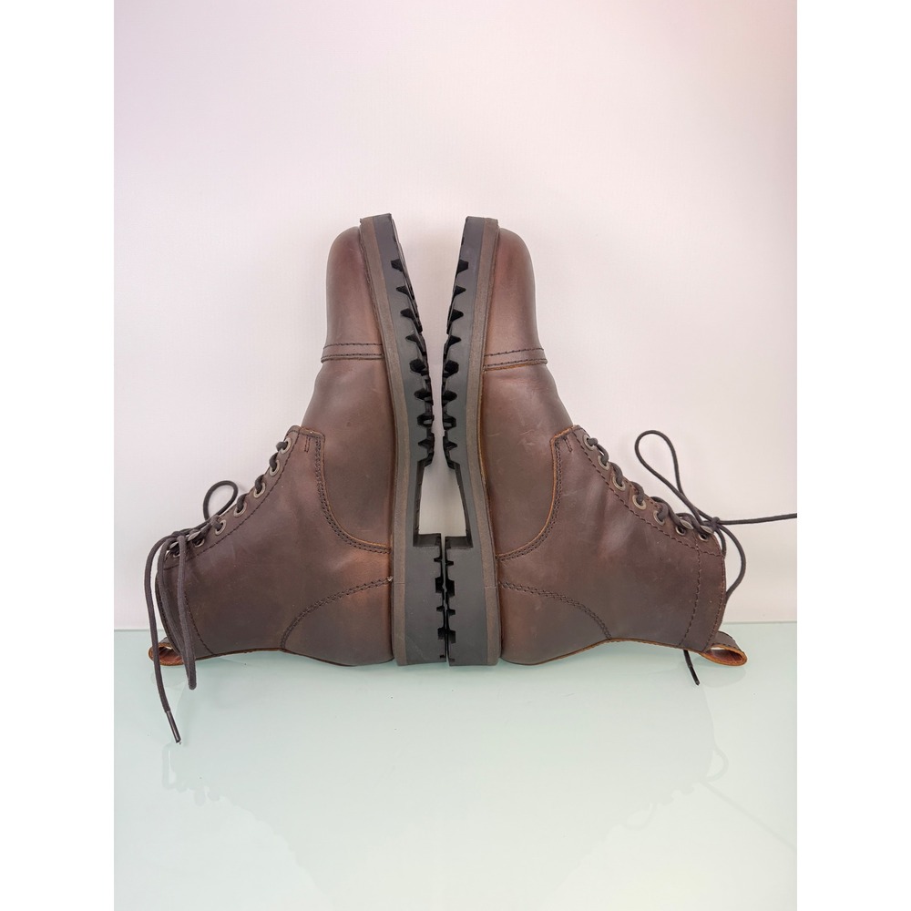 Patina Portland Leather Co. Men Brown Leather Cap Toe Lace Up Lug Sole Boots 9.5 - Picture 5 of 9